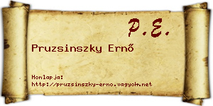 Pruzsinszky Ernő névjegykártya